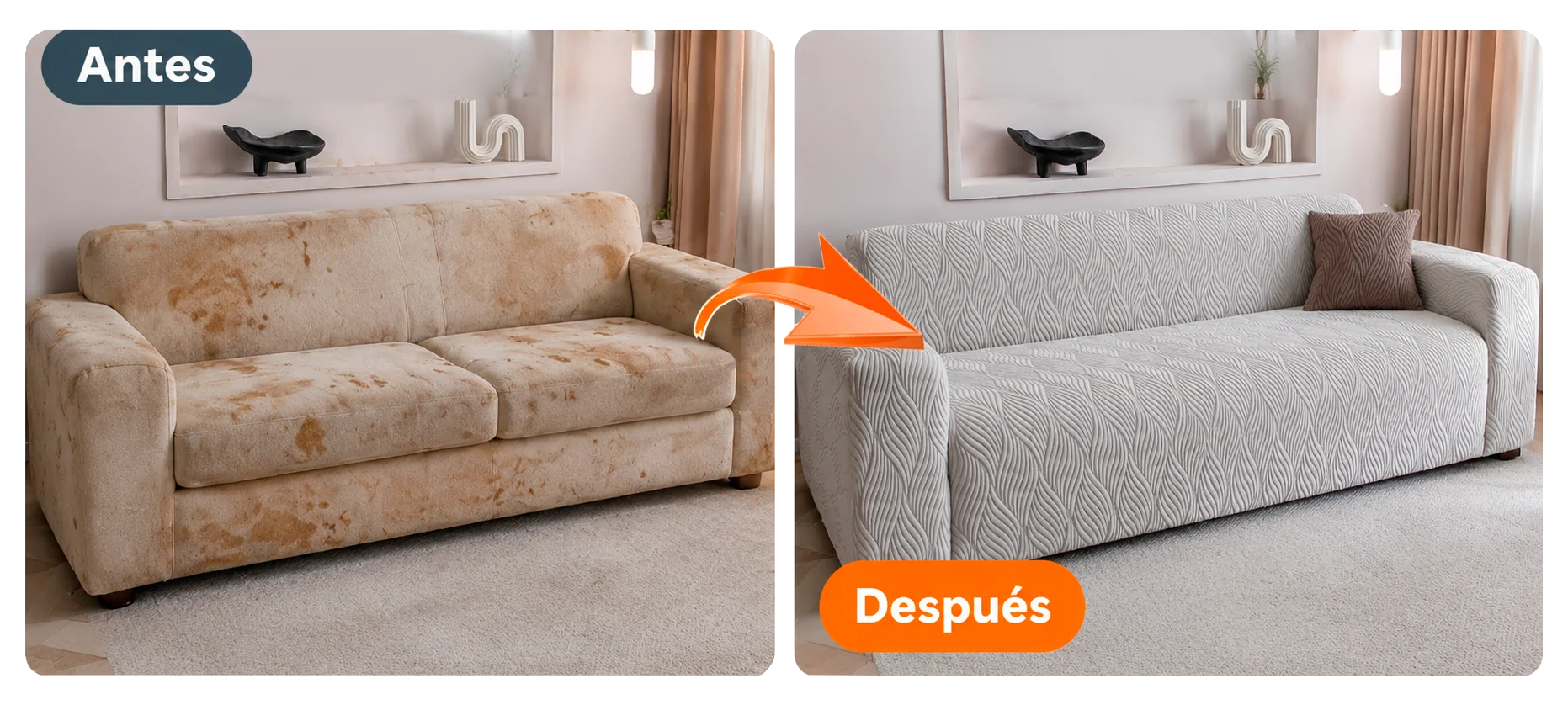 Comparativa Antes y Después de mueble con funda